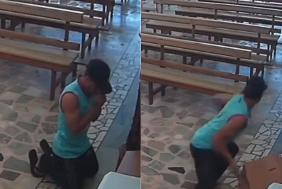 Vídeo! Homem finge rezar, se ajoelha e furta doações em igreja de MG
