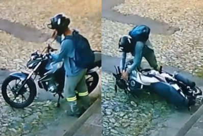 Vídeo! Homem tenta furtar moto, cai e foge a pé em Minas Gerais