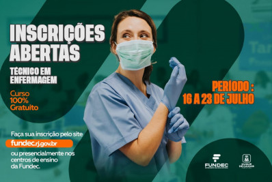 Fundec abre vagas para curso técnico gratuito de enfermagem