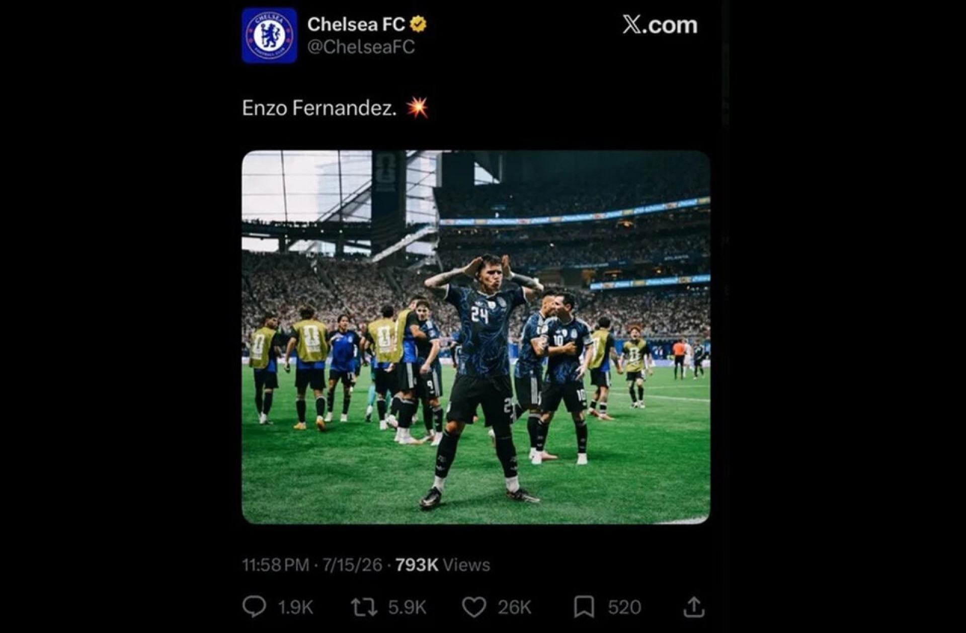 Chelsea apaga publica&ccedil;&atilde;o pol&ecirc;mica nas redes sobre Enzo Fern&aacute;ndez; entenda