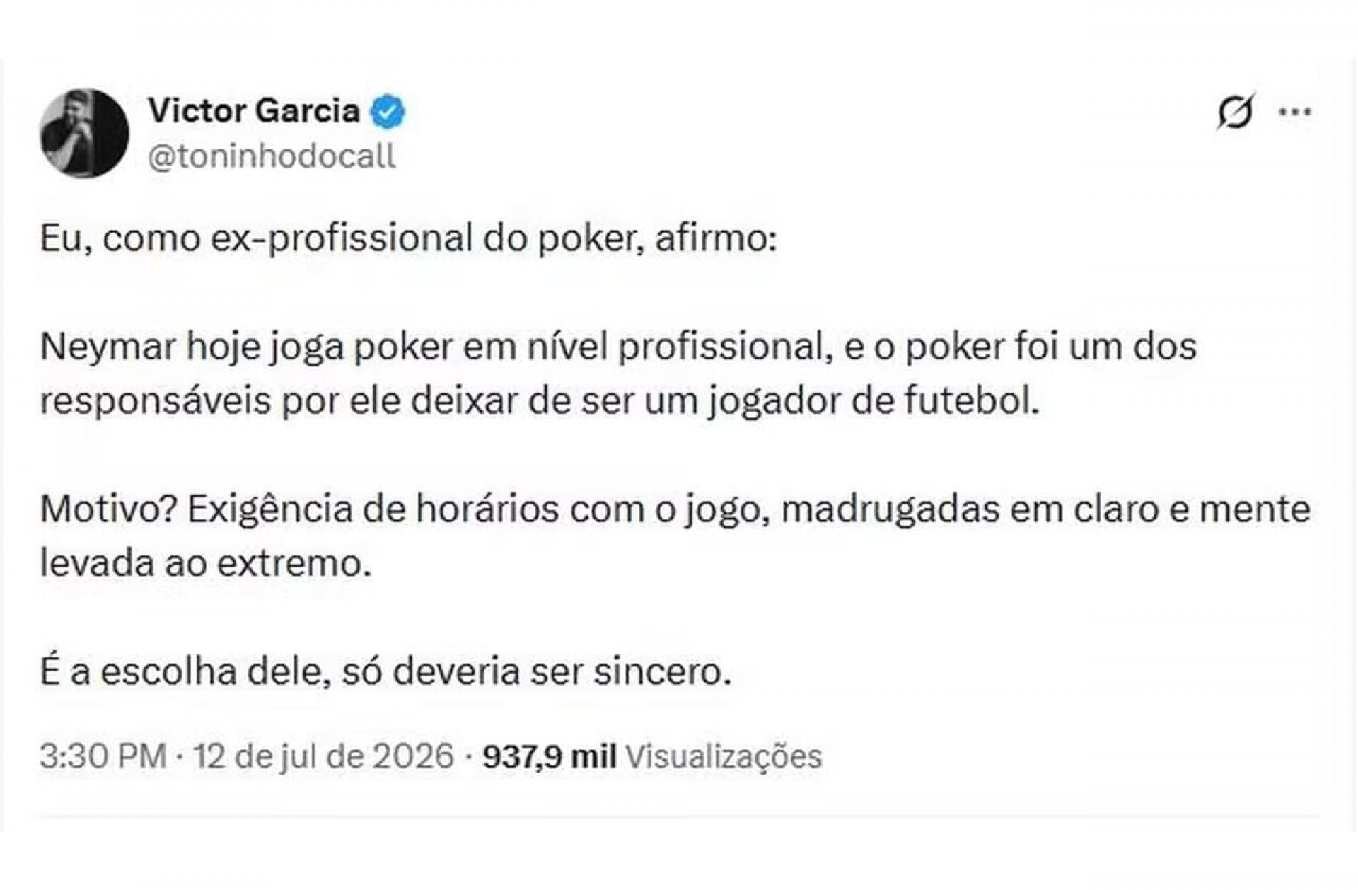 P&ocirc;quer afastou Neymar do futebol, diz campe&atilde;o brasileiro da modalidade