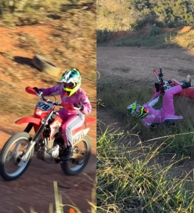Juliette mostra<br> queda de moto em trilha: 'Caí com classe'