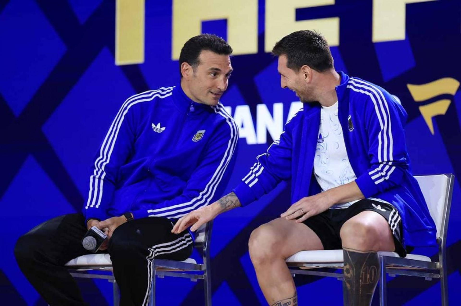 Messi e Rodri se encontram com astros do esportes antes da final da Copa