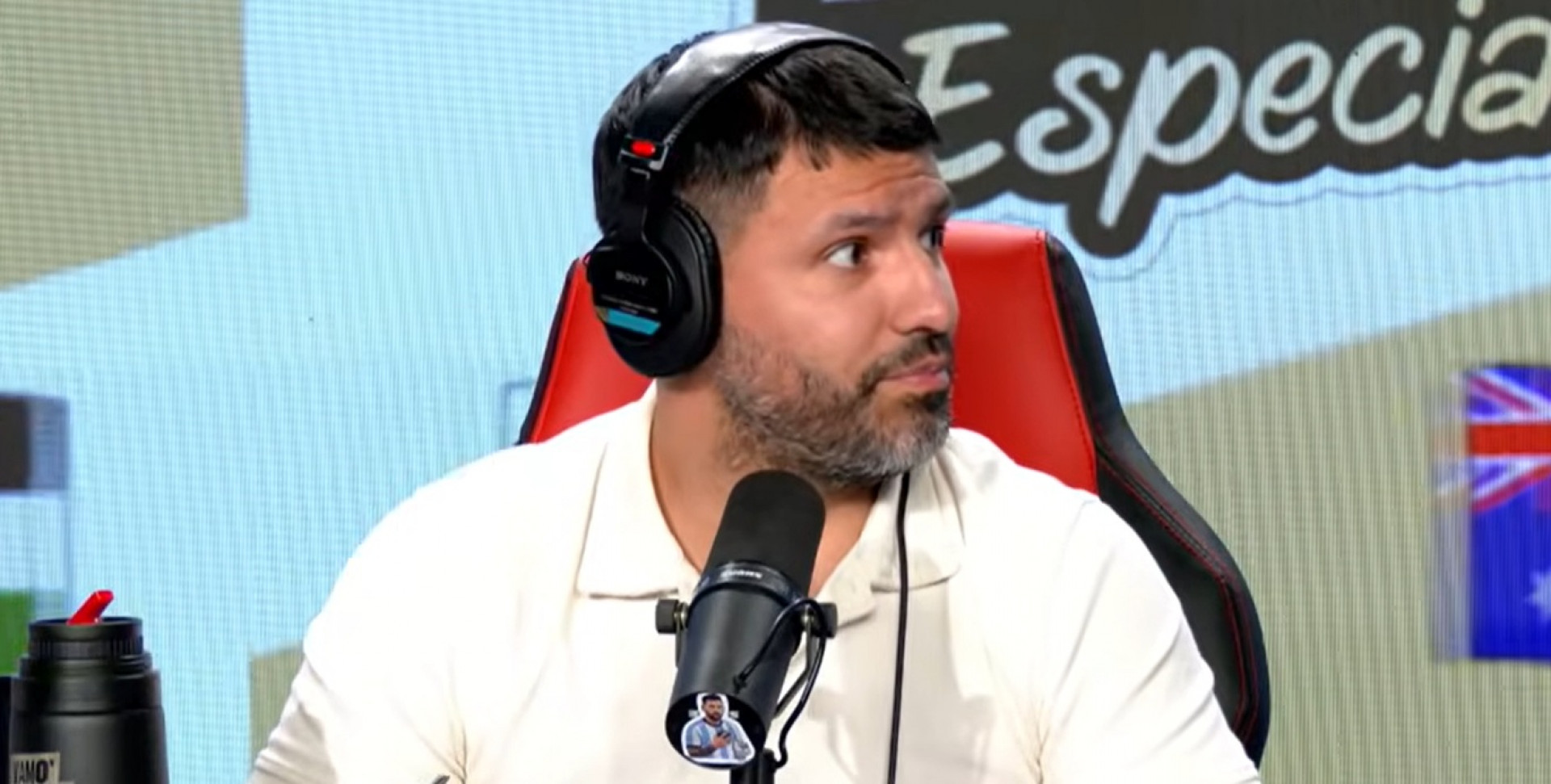 Sergio 'Kun' Agüero, durante participação em podcast - Reprodução / YouTube