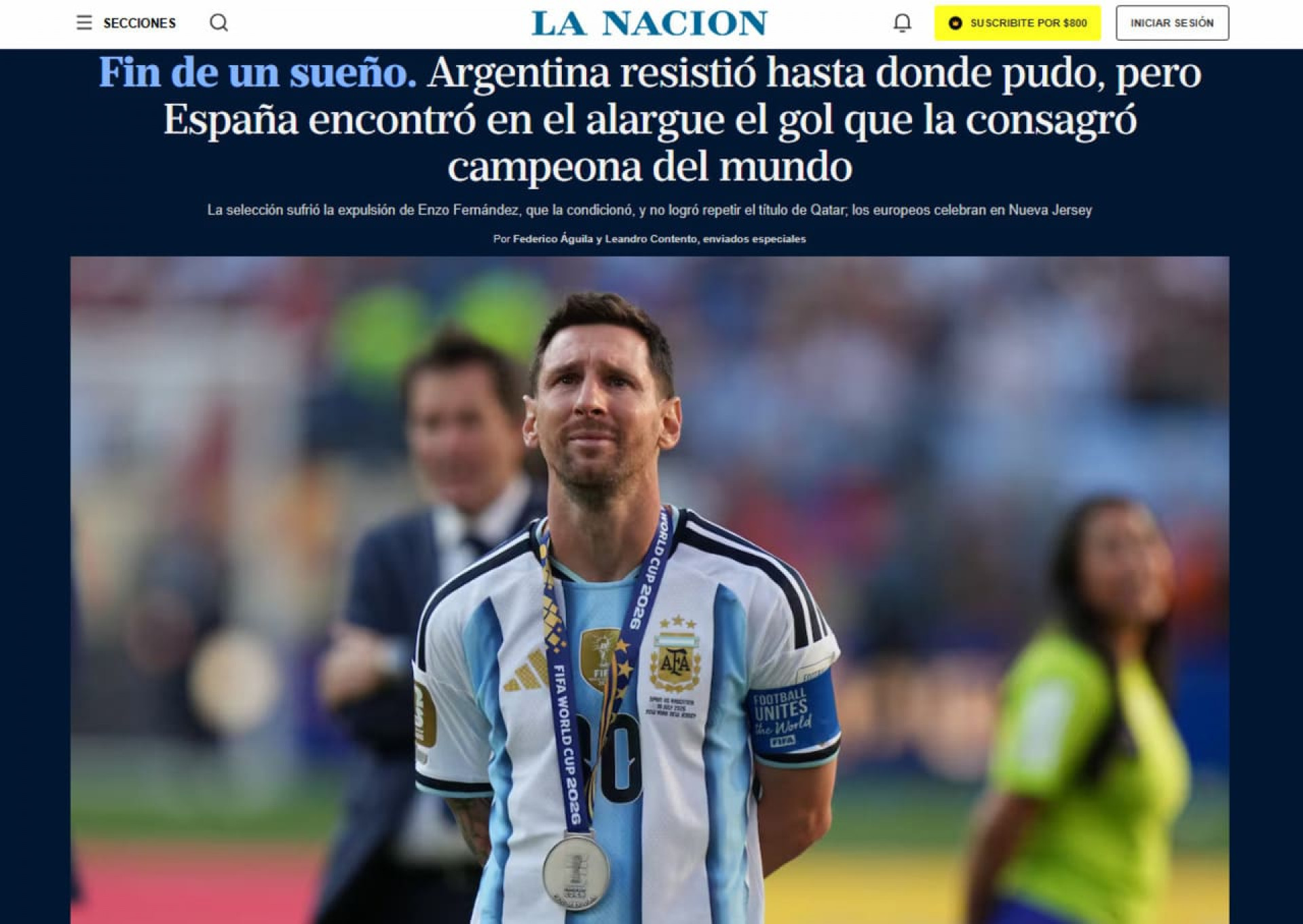 Veja como a imprensa argentina analisou a derrota na final da Copa