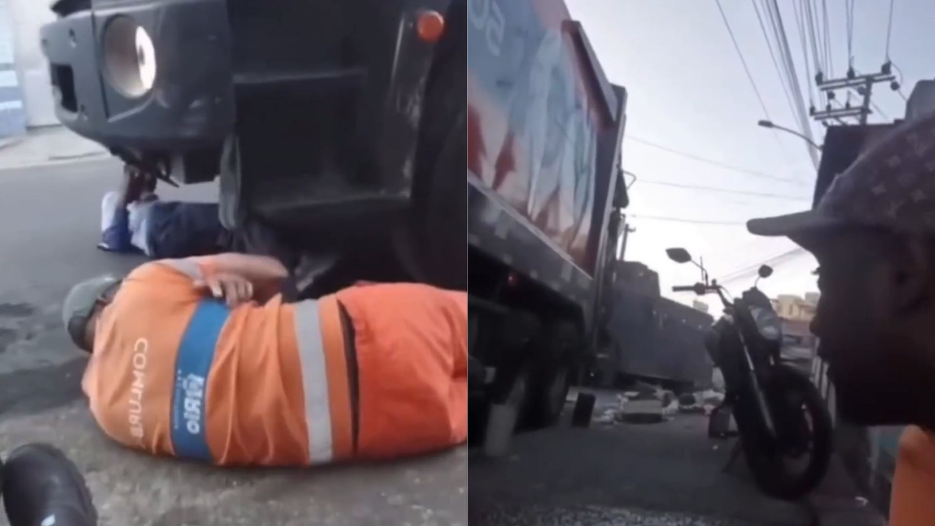 Garis precisaram se abaixar ao lado do caminh&atilde;o para se proteger do tiroteio