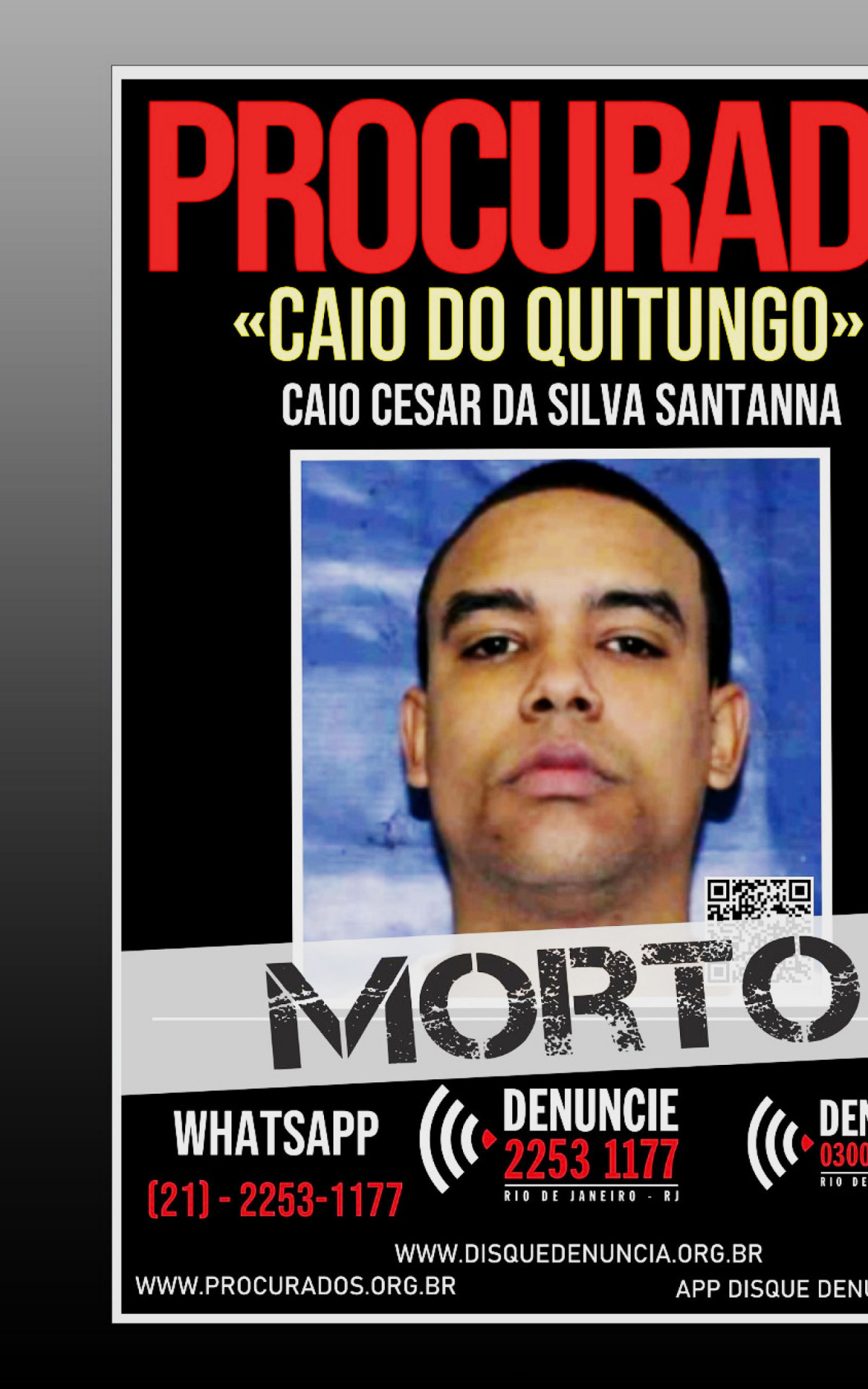 Caio do Quitungo, um dos mortos, era gerente do tráfico de drogas do Quitungo - Reprodução/Polícia Civil