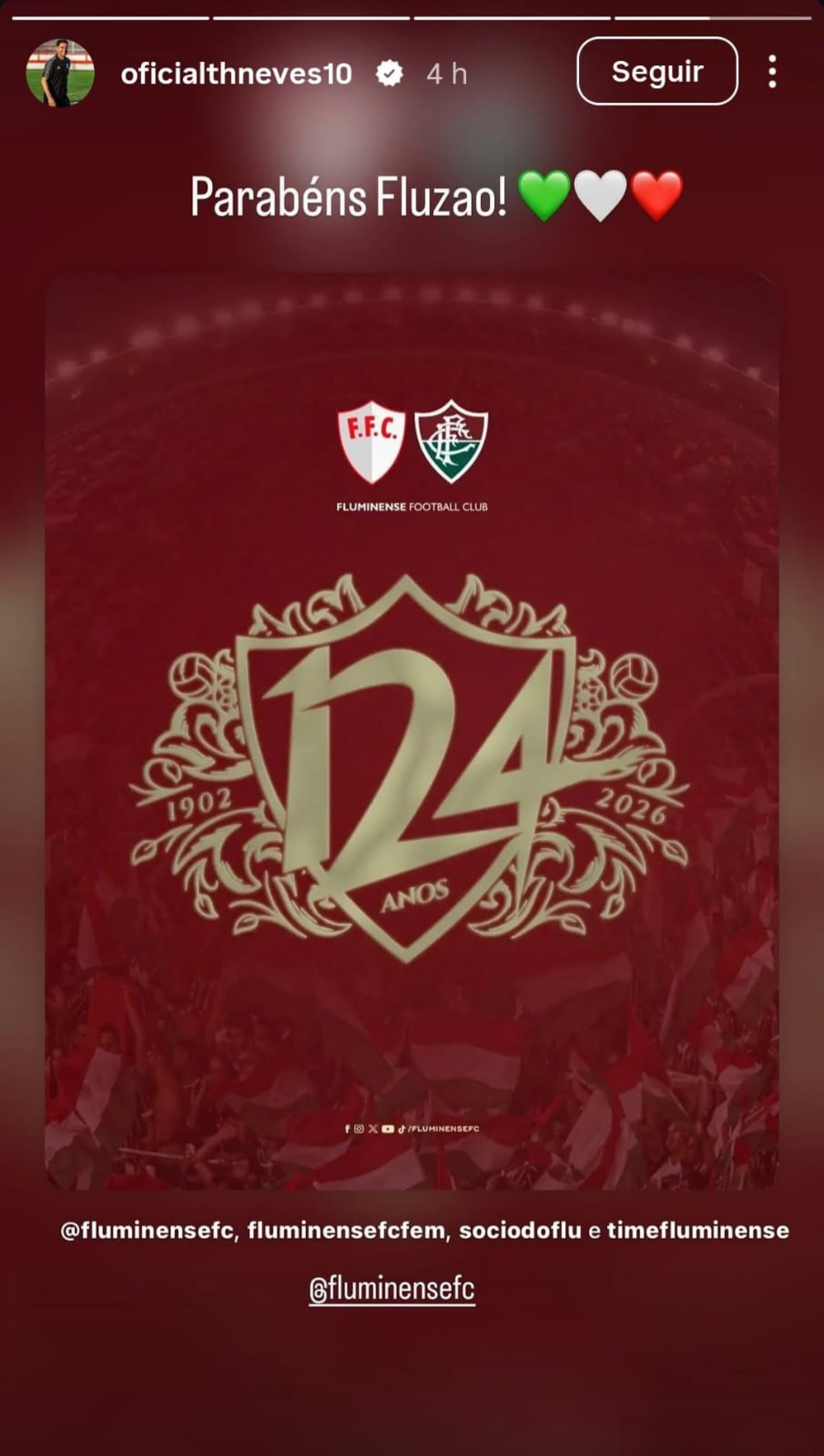 Ex-jogadores celebraram os 124 anos do Fluminense