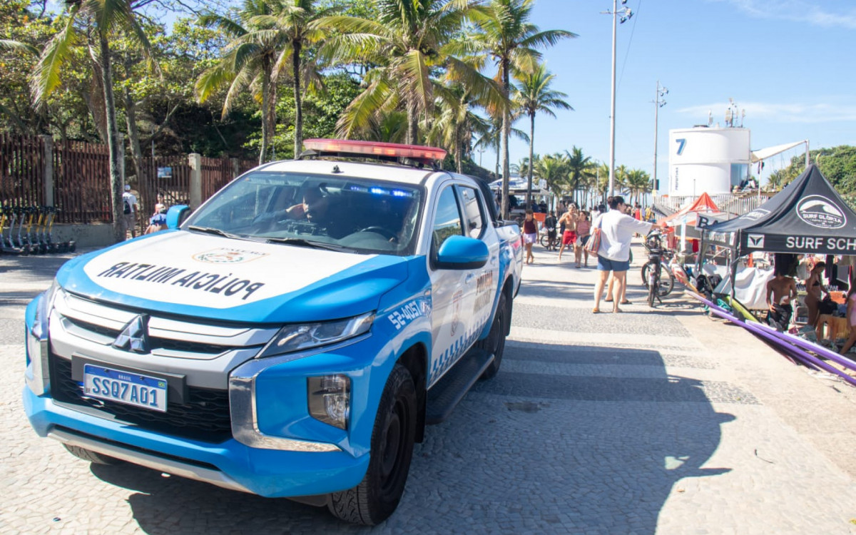 Policiamento reforçado no Arpoador na manhã desta quarta - Érica Martin/Agência O DIA