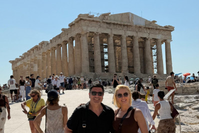 Ana Hickmann aproveita viagem à Grécia com Edu Guedes