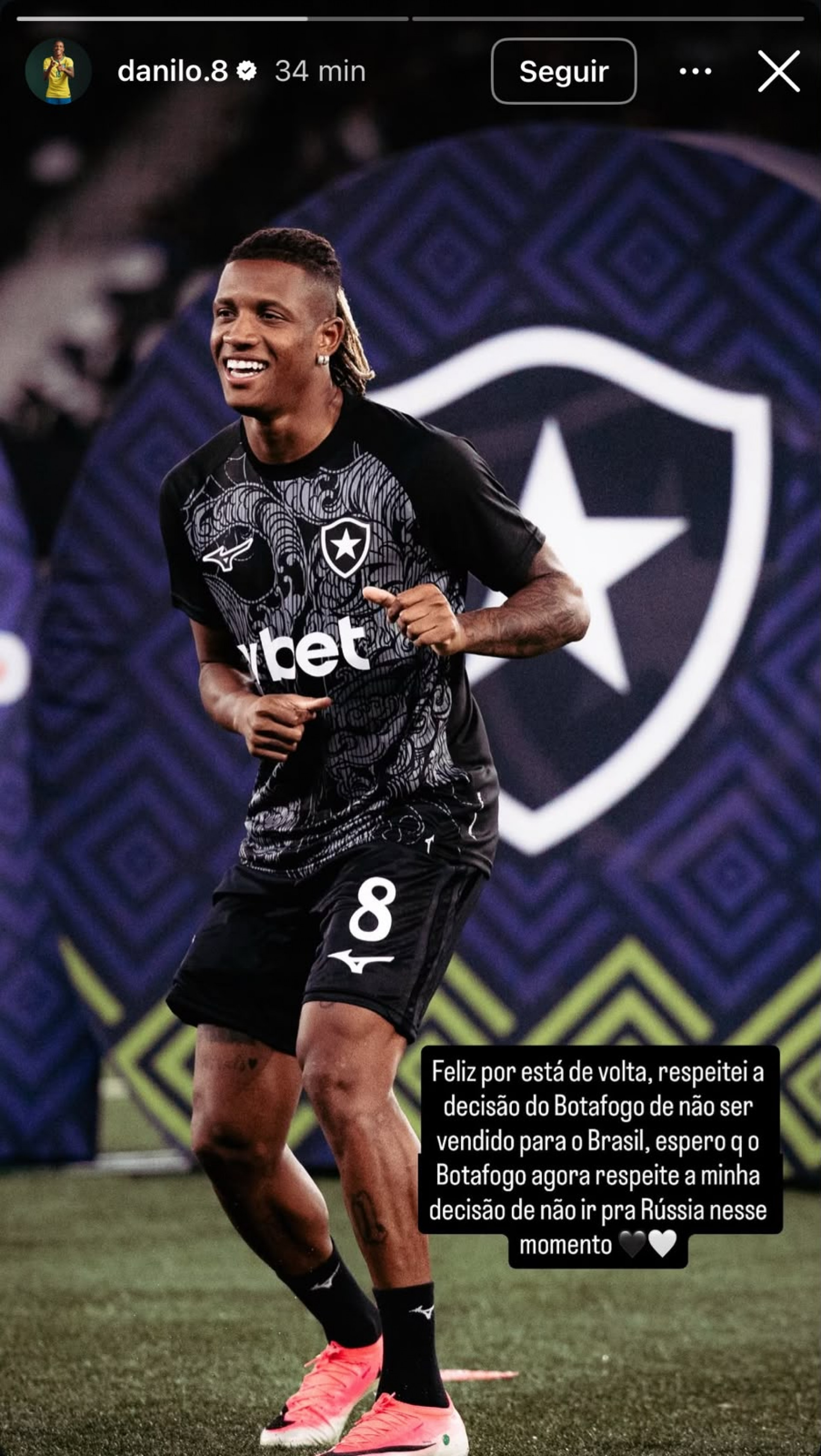 Publica&ccedil;&atilde;o de Danilo no story do Instagram - Reprodu&ccedil;&atilde;o / Instagram @danilo.8