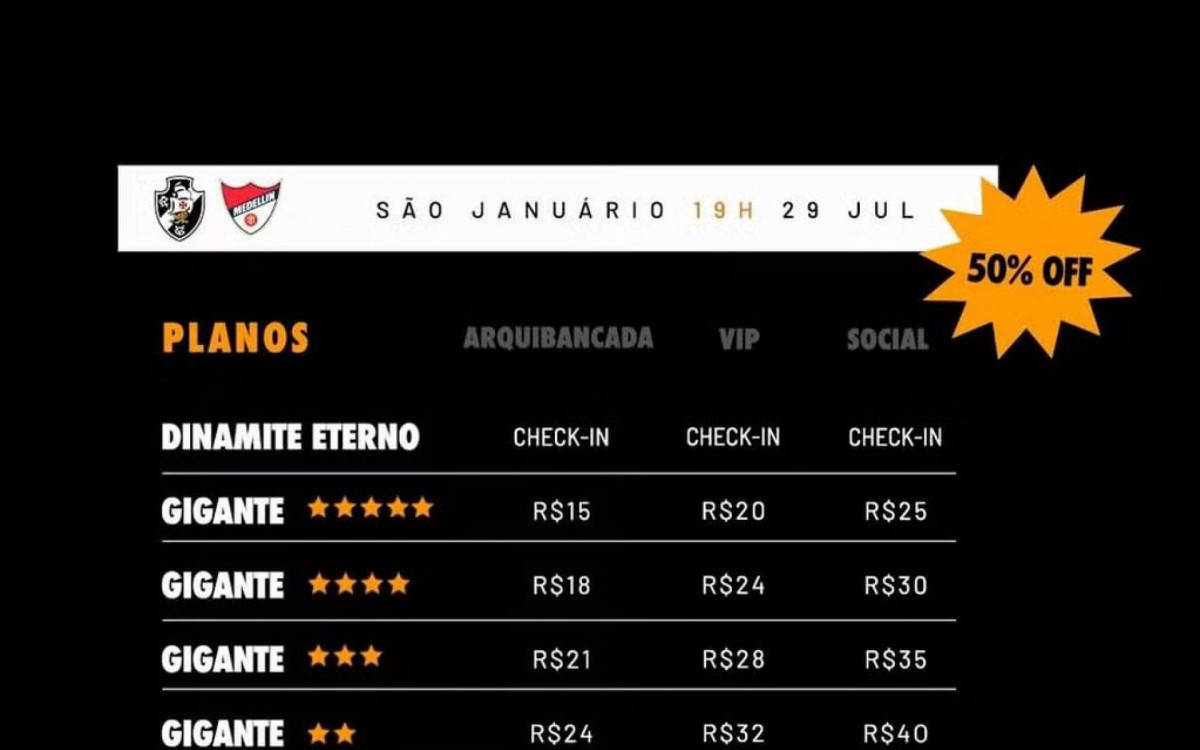 Vasco faz promo&ccedil;&atilde;o de ingressos para jogo da Sul-Americana