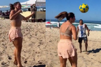 Vídeo: Paolla Oliveira exibe habilidade no futevôlei