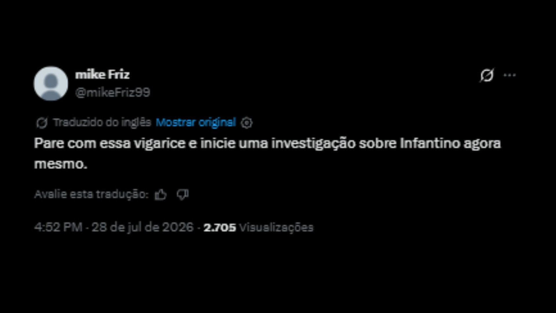 Críticas a Fifa e ao Infantino - Reprodução/X @mikeFriz99