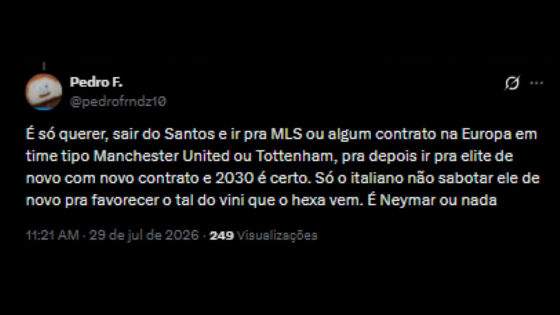 Discussão sobre Neymar ter se aposentado da Seleção, nas redes sociais - Reprodução/X @pedrofrndz10