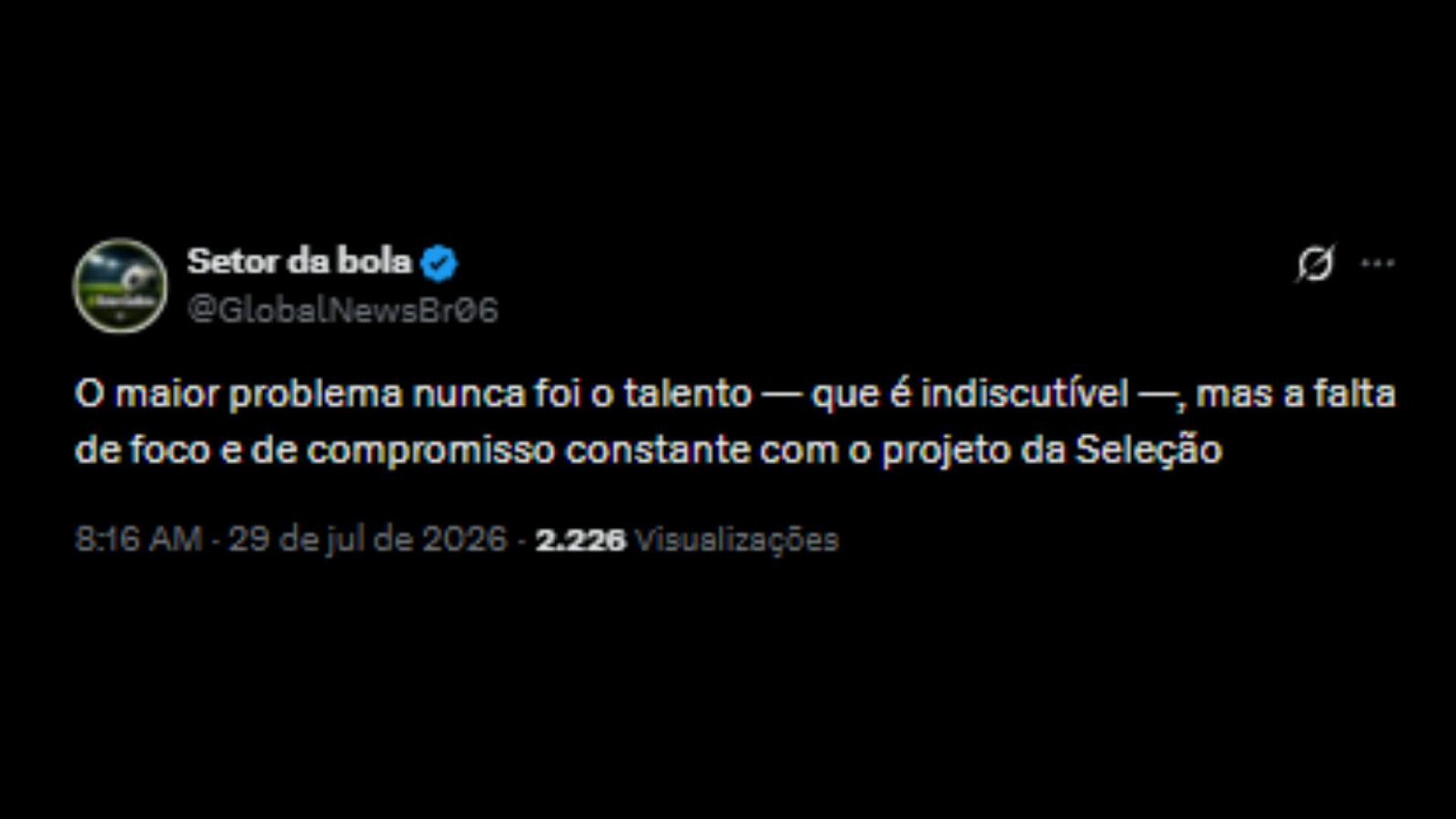 Discussão sobre Neymar ter se aposentado da Seleção, nas redes sociais - Reprodução/X @GlobalNewsBr06