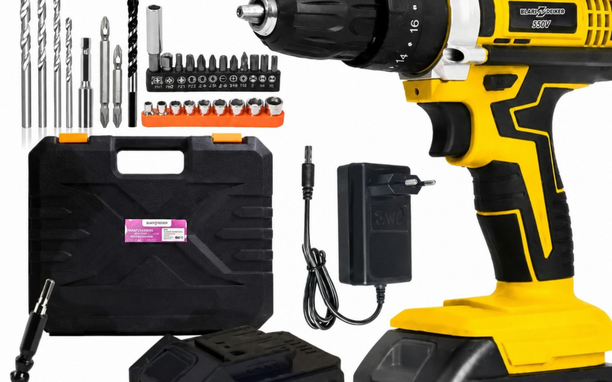 Kit com furadeira e parafusadeira sai por R$ 121,21 no Pix