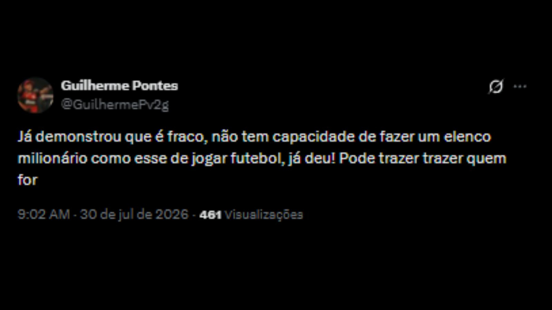Críticas à fala de Leo Jardim sobre reforços - Reprodução/X @GuilhermePv2g