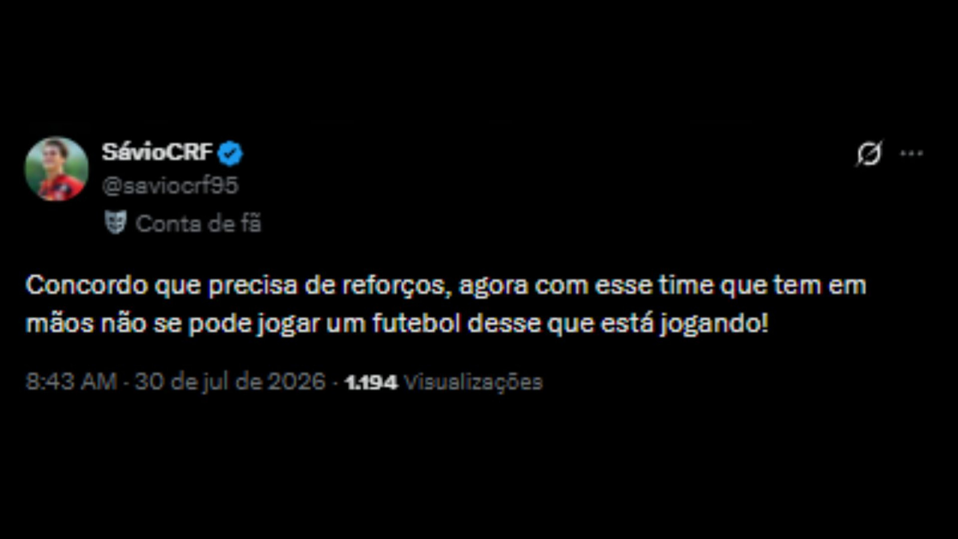 Críticas à fala de Leo Jardim sobre reforços - Reprodução/X @saviocrf95
