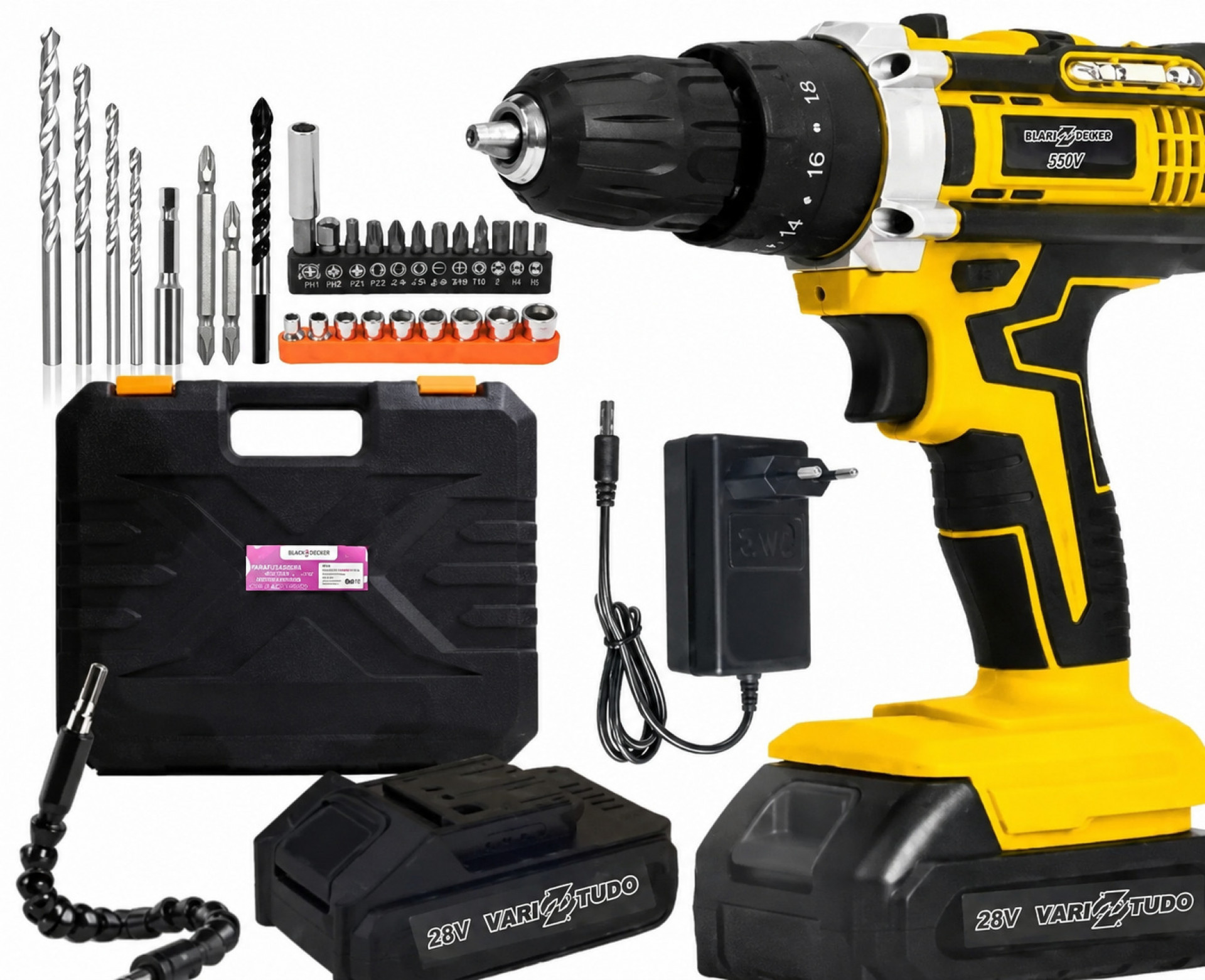 Kit com furadeira e parafusadeira sai por R$ 121,21 no Pix - Reprodu&ccedil;&atilde;o