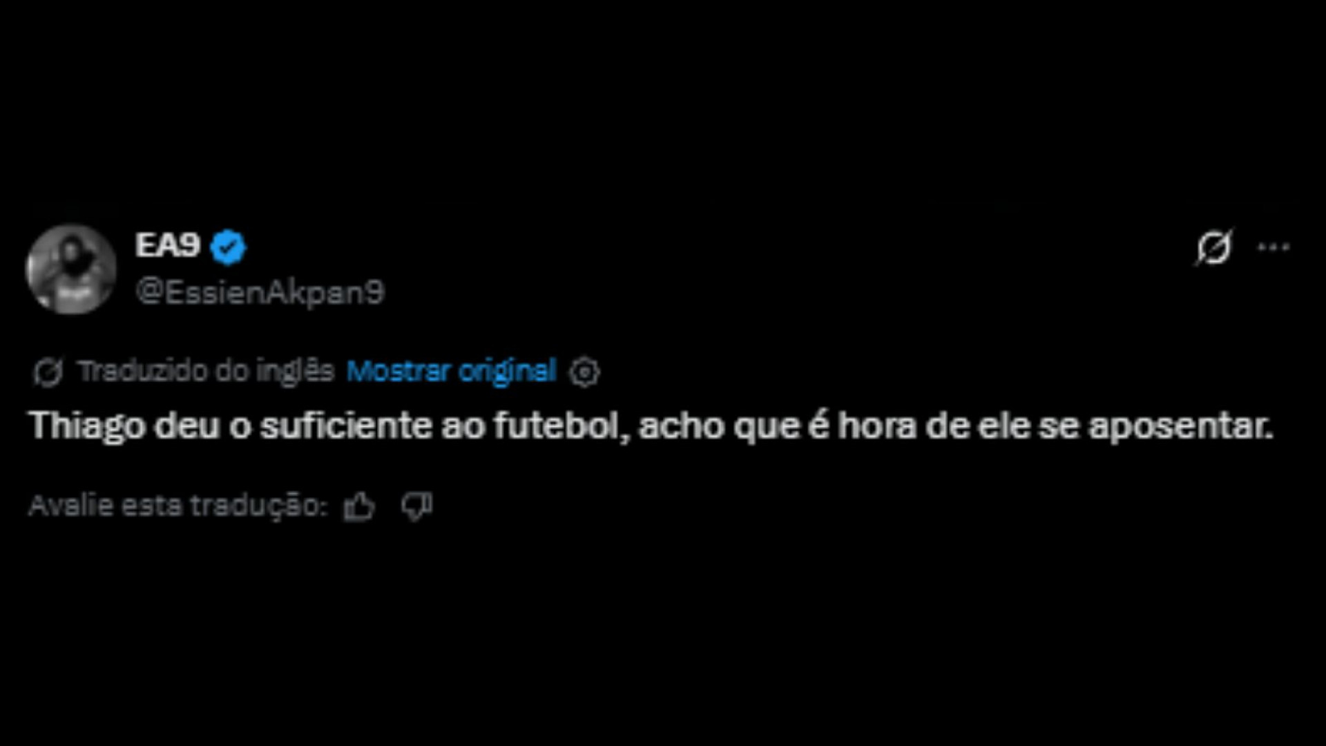 Opiniões nas redes após saída precoce de Thiago Silva, contra o Bahia - Reprodução/X @EssienAkpan9