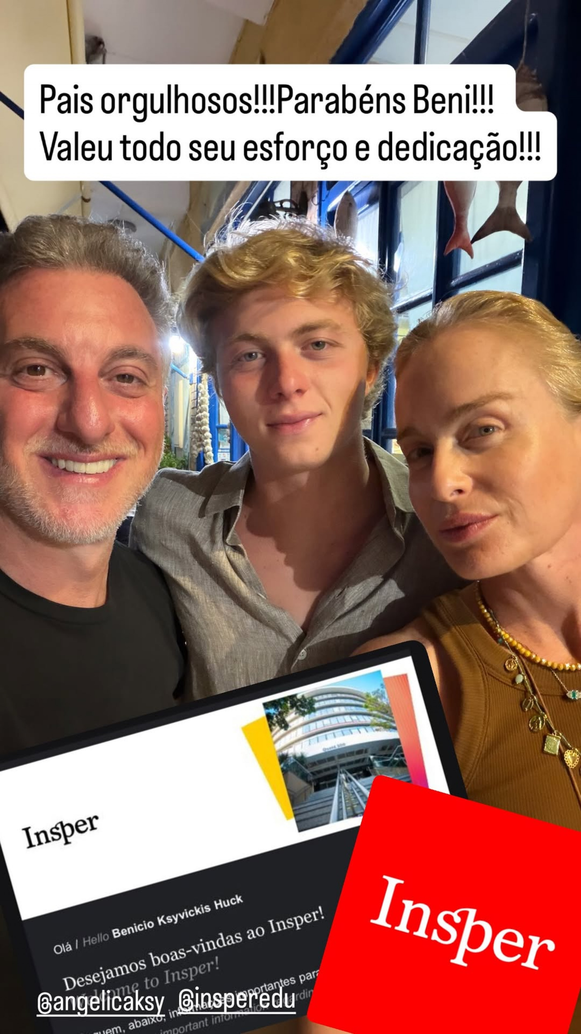 Luciano Huck comemora aprovação do filho Benício no na faculdade - Reprodução / Instagram