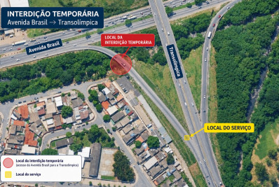 Obra interdita acesso da Avenida Brasil à Transolímpica