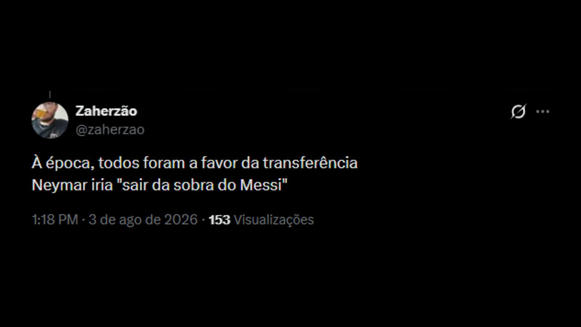 Críticas sobre a ida de Neymar ao PSG - ReproduçãoX @zaherzao