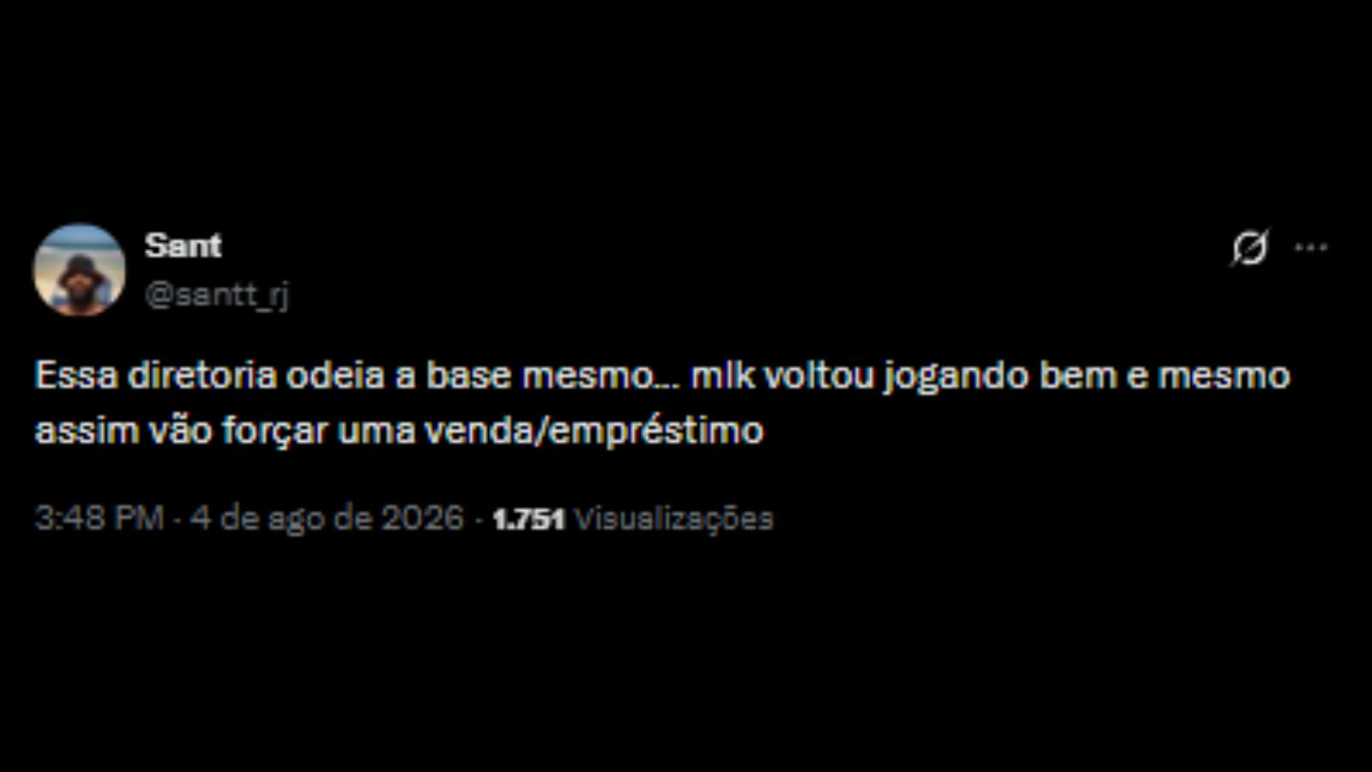 Críticas aos dirigentes do Flamengo por conta da venda de jovens - Reprodução/X @santt_rj