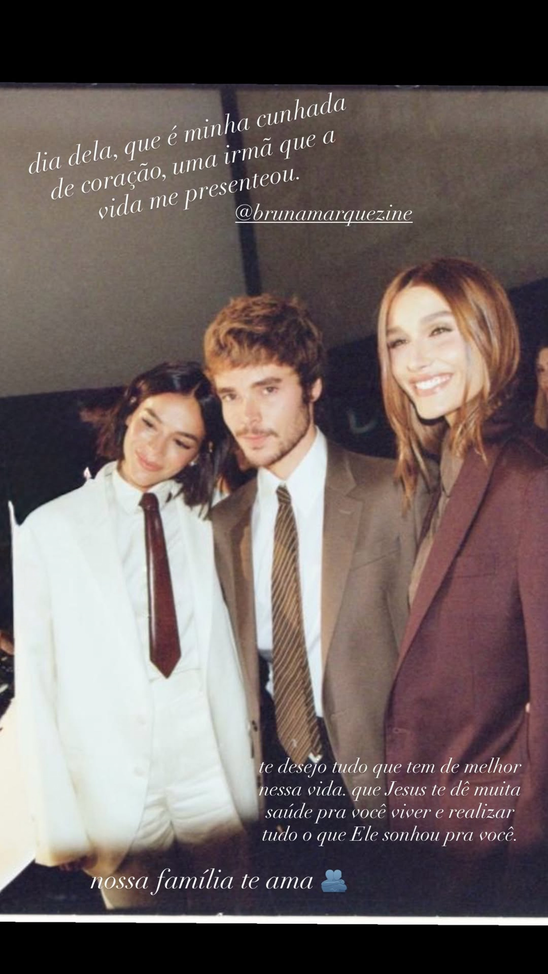 João Lucas, marido de Sasha, fez homenagem para Bruna Marquezine  - Reprodução/Instagram 