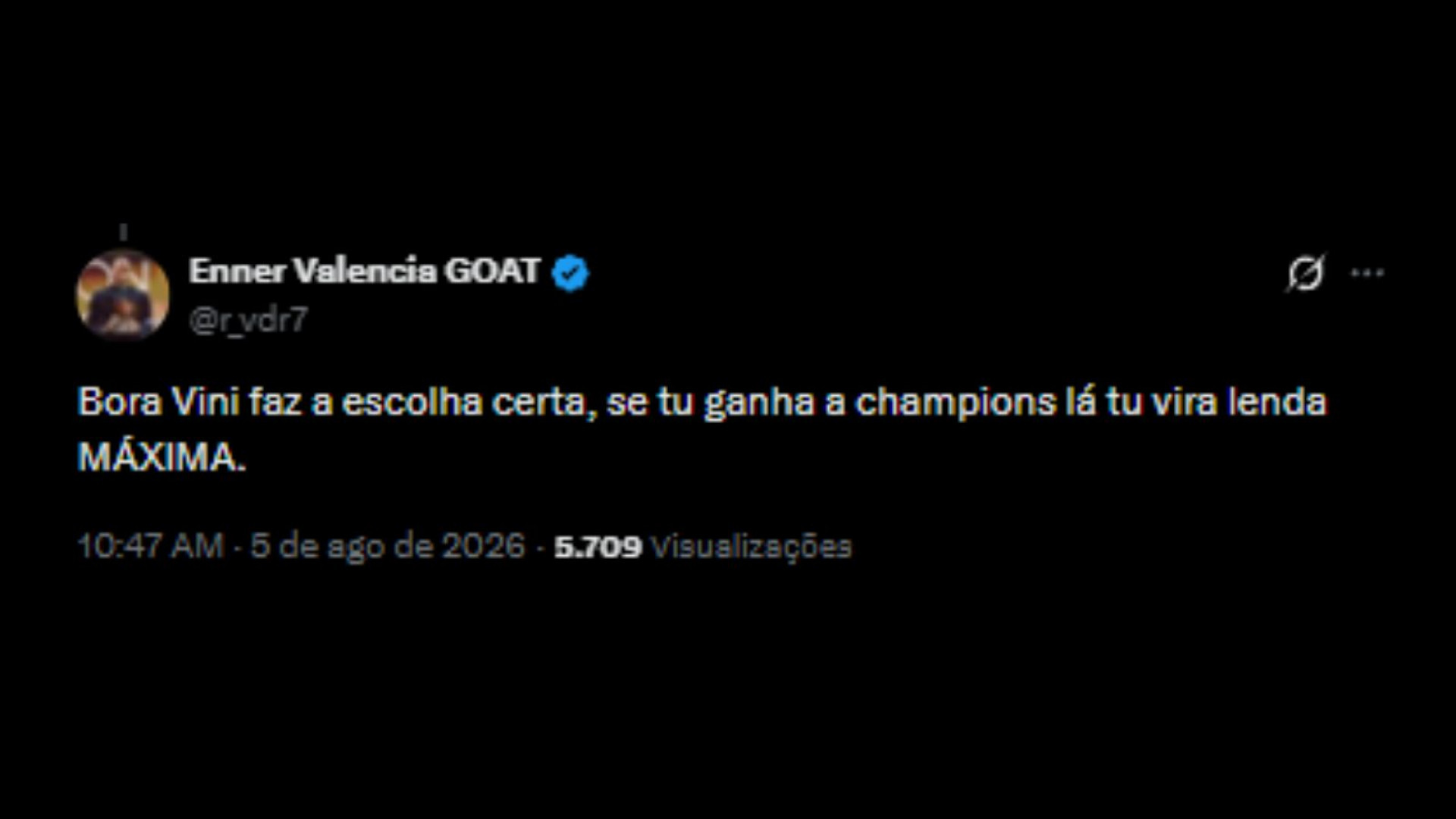 Torcedores apoiando saída do Vini Júnior para o Arsenal após não renovação com Real Madrid - Reprodução/X @r_vdr7