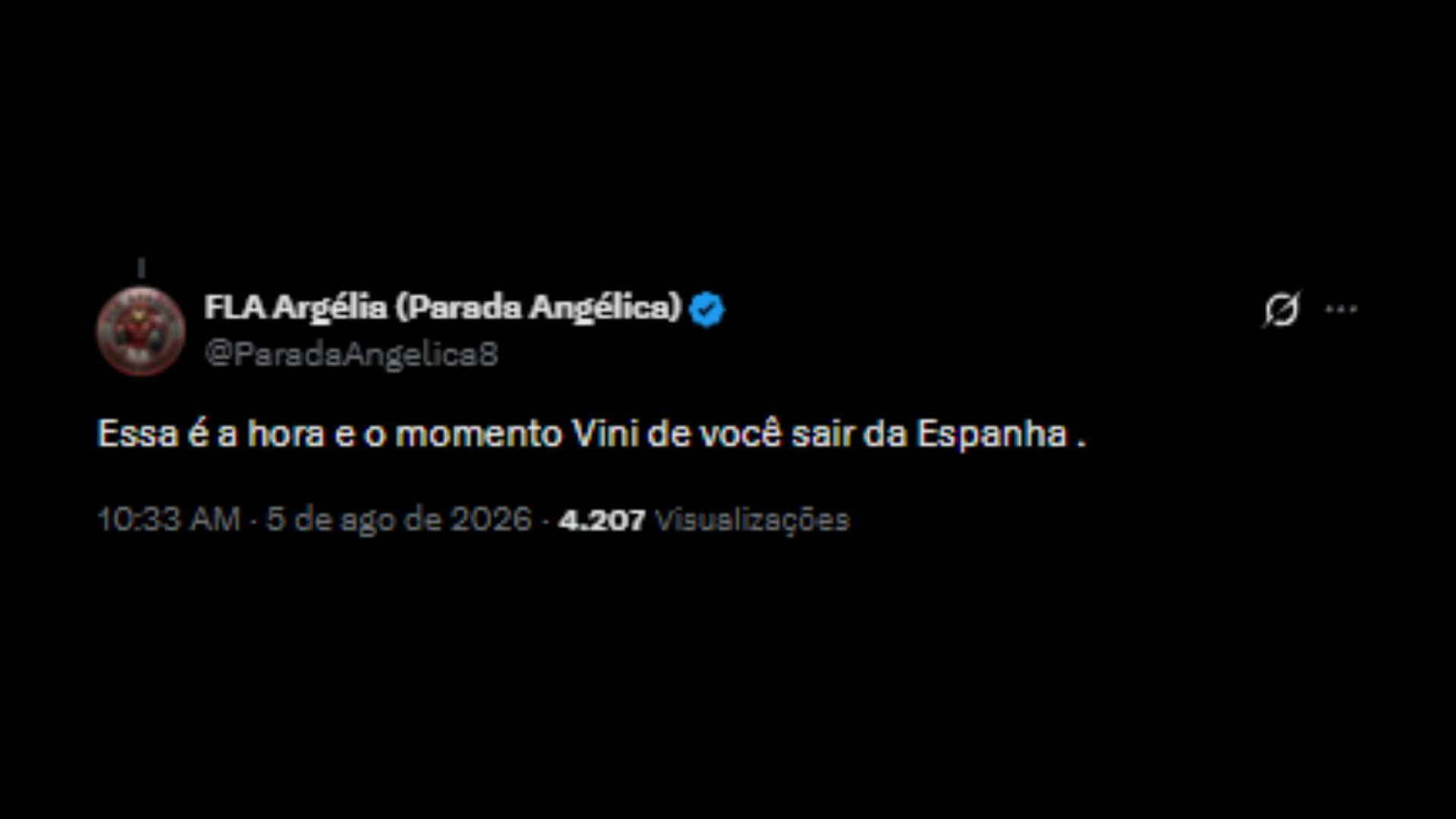 Torcedores apoiando saída do Vini Júnior para o Arsenal após não renovação com Real Madrid - Reprodução/X @ParadaAngelica8