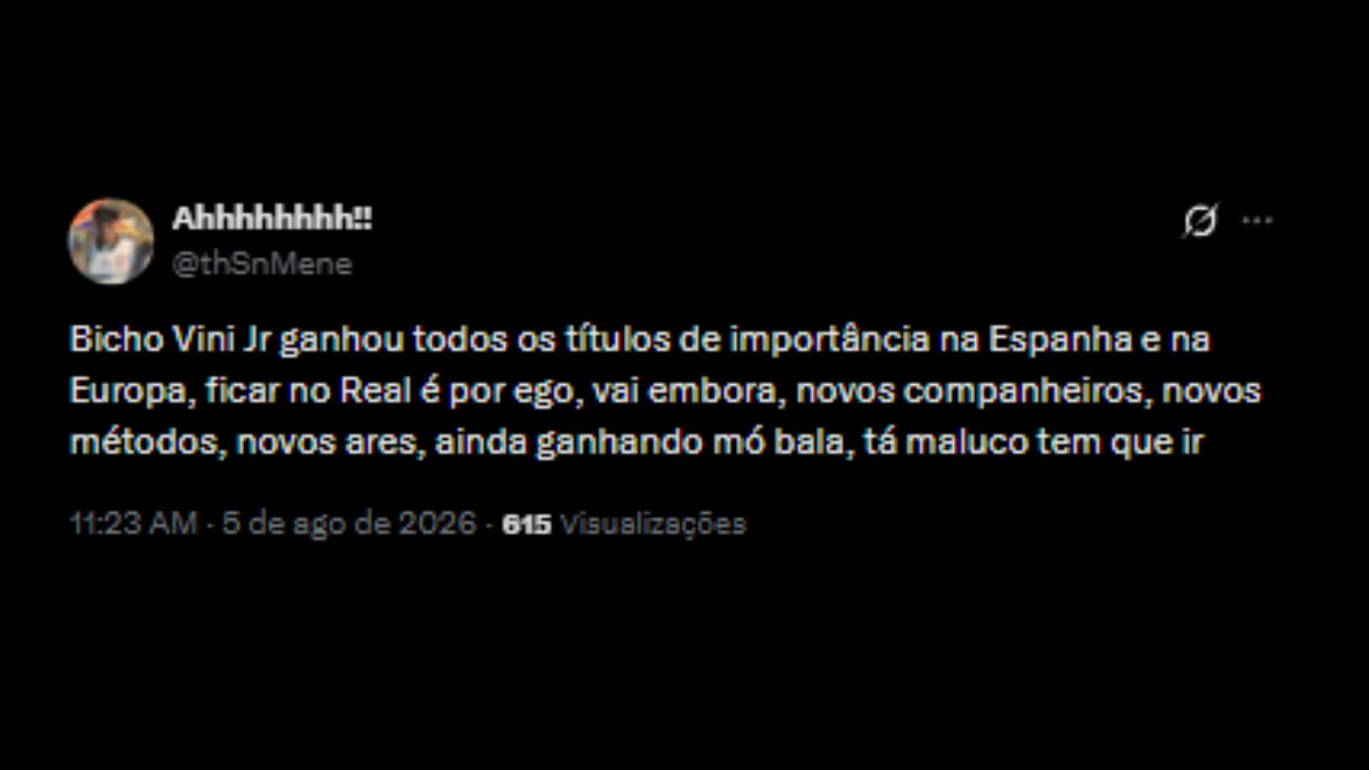 Torcedores apoiando saída do Vini Júnior para o Arsenal após não renovação com Real Madrid - Reprodução/X @thSnMene