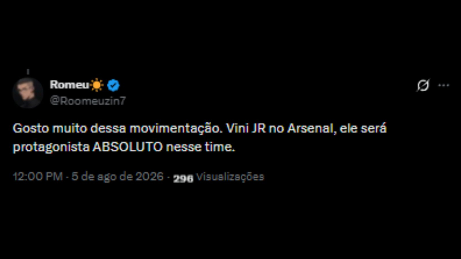 Torcedores apoiando saída do Vini Júnior para o Arsenal após não renovação com Real Madrid - Reprodução/X @Roomeuzin7
