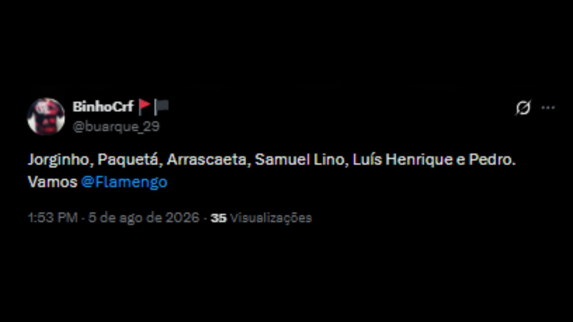 Torcedores animados com possível vinda de Luiz Henrique para o Flamengo - Reprodução/X @buarque_29
