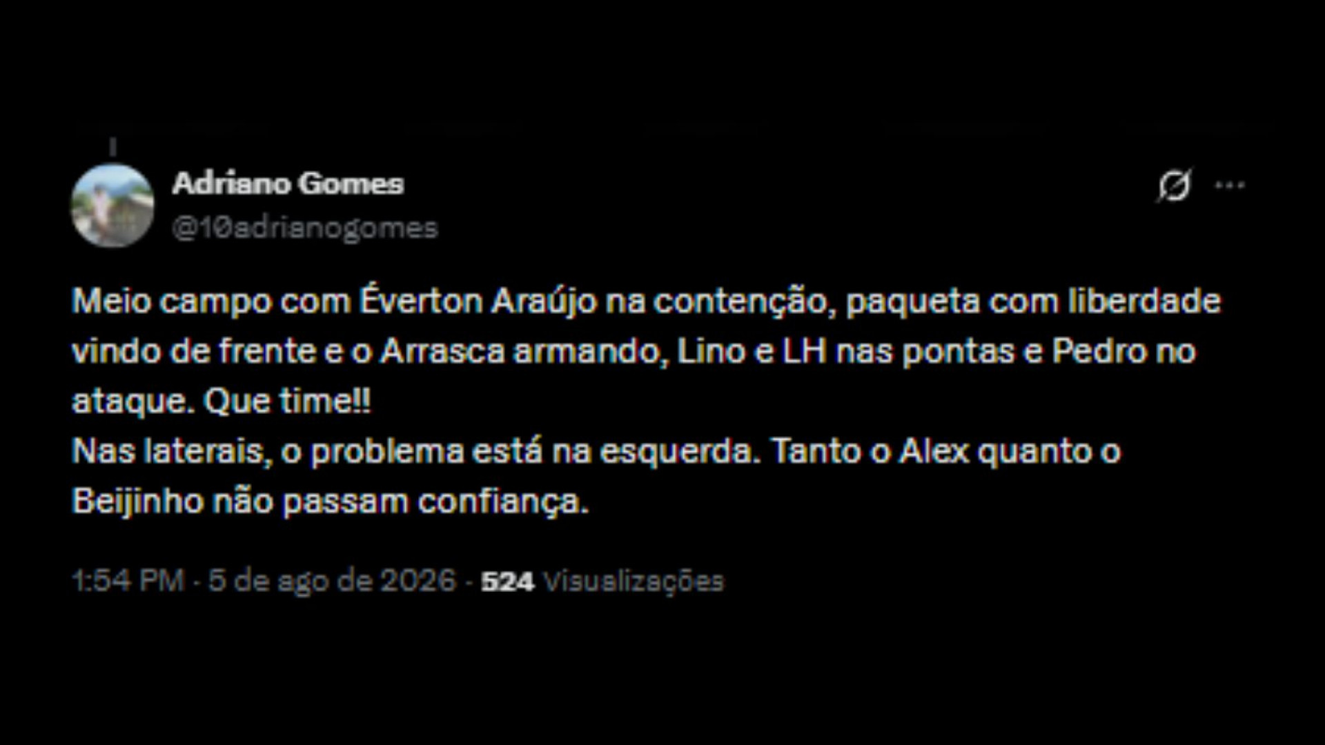 Torcedores animados com possível vinda de Luiz Henrique para o Flamengo - Reprodução/X @10adrianogomes