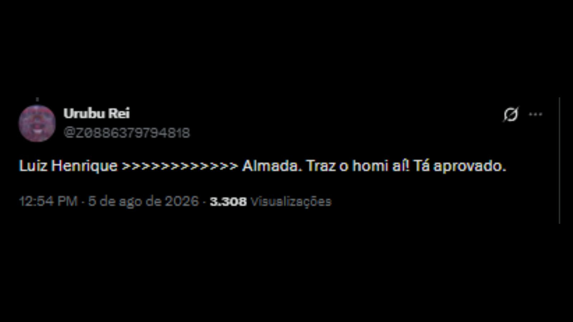 Torcedores animados com possível vinda de Luiz Henrique para o Flamengo - Reprodução/X @z0886379794818