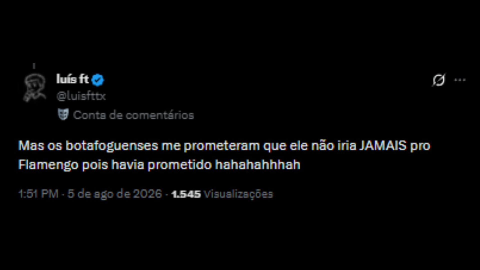 Torcedores animados com possível vinda de Luiz Henrique para o Flamengo - Reprodução/X @luisfttx