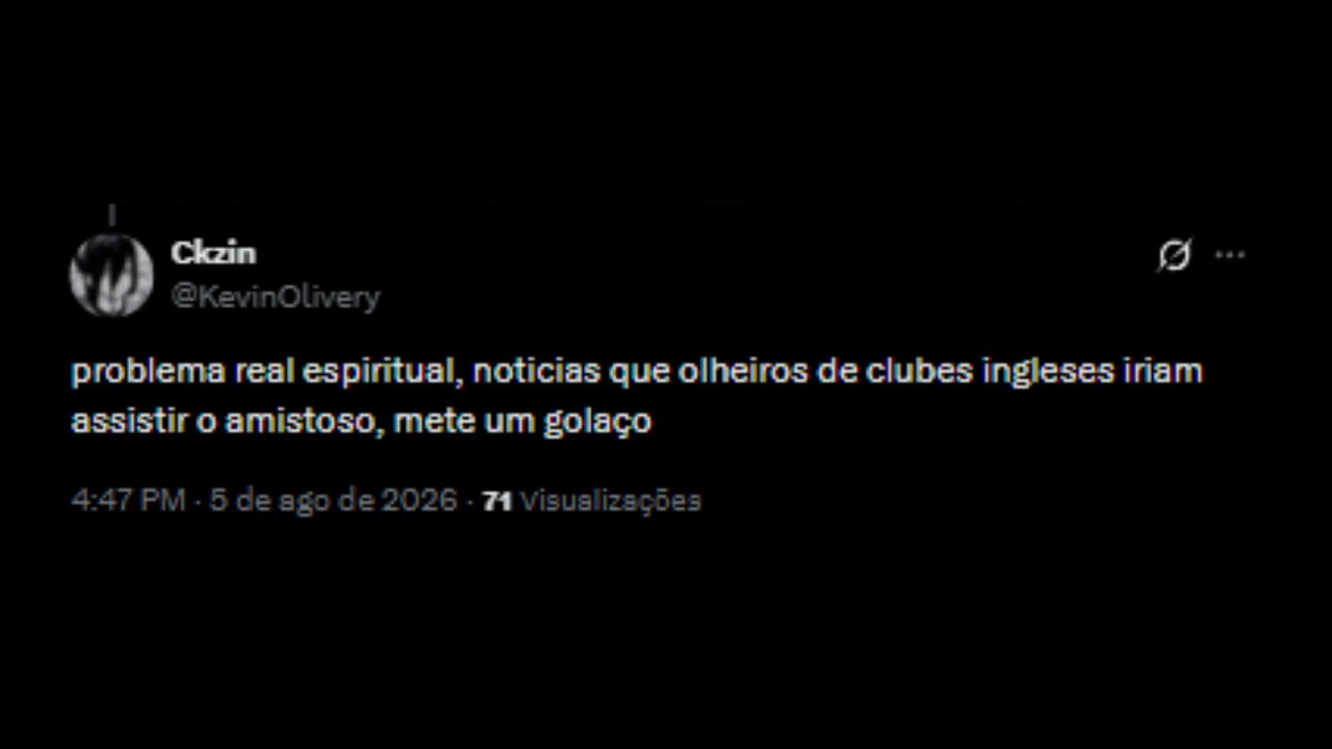 Torcedores lamentando a não vindo do colombiano após golaço em amistoso - Reprodução/X @KevinOlivery