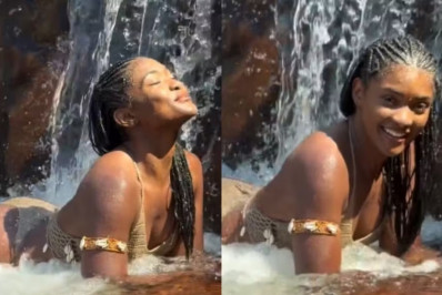 Após fim do namoro, Erika Januza renova as energias em cachoeira