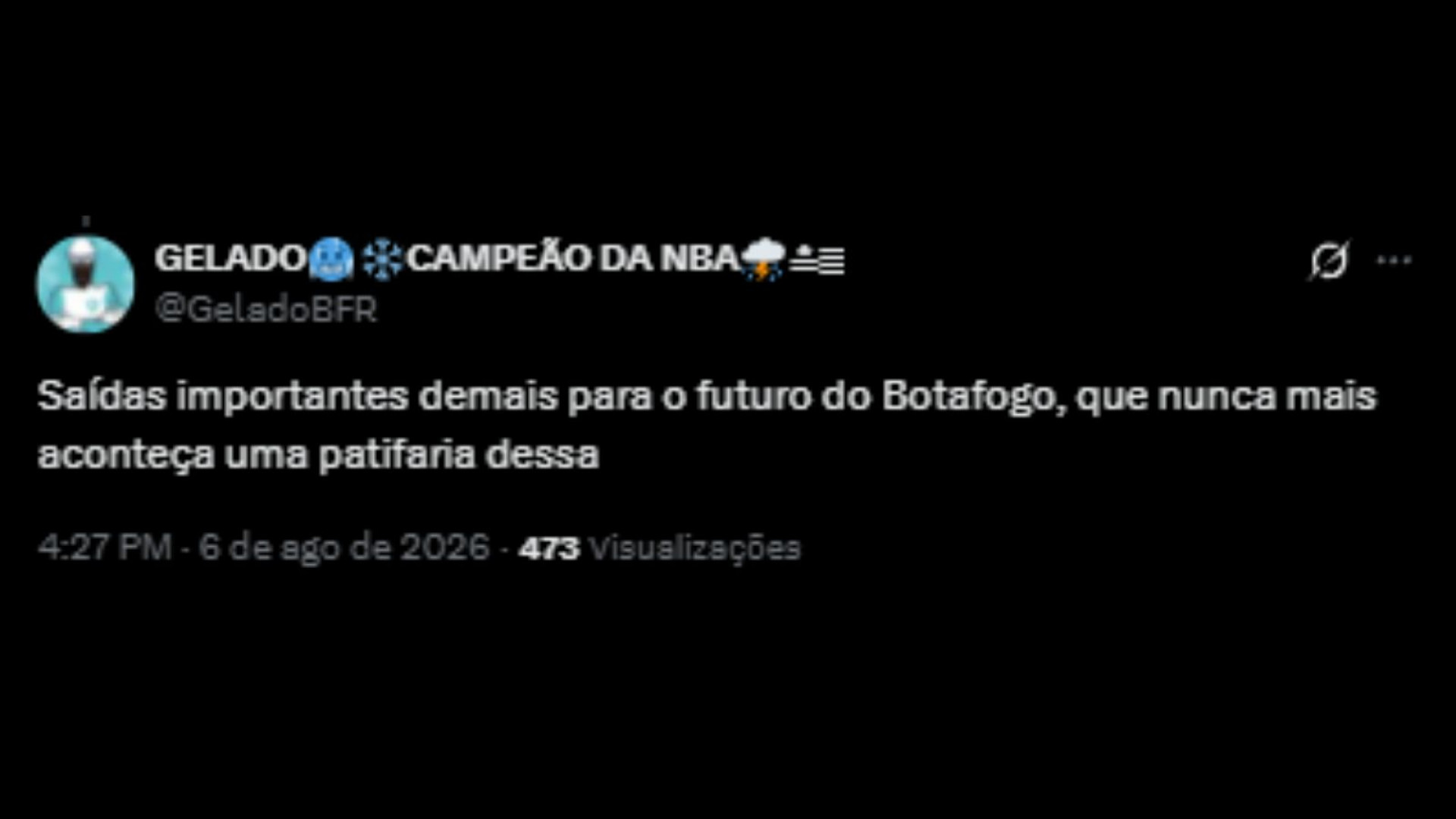 Torcedores botafoguenses agradecendo a nova postura da diretoria em relação às finanças do clube - Reprodução/X @GeladoBFR