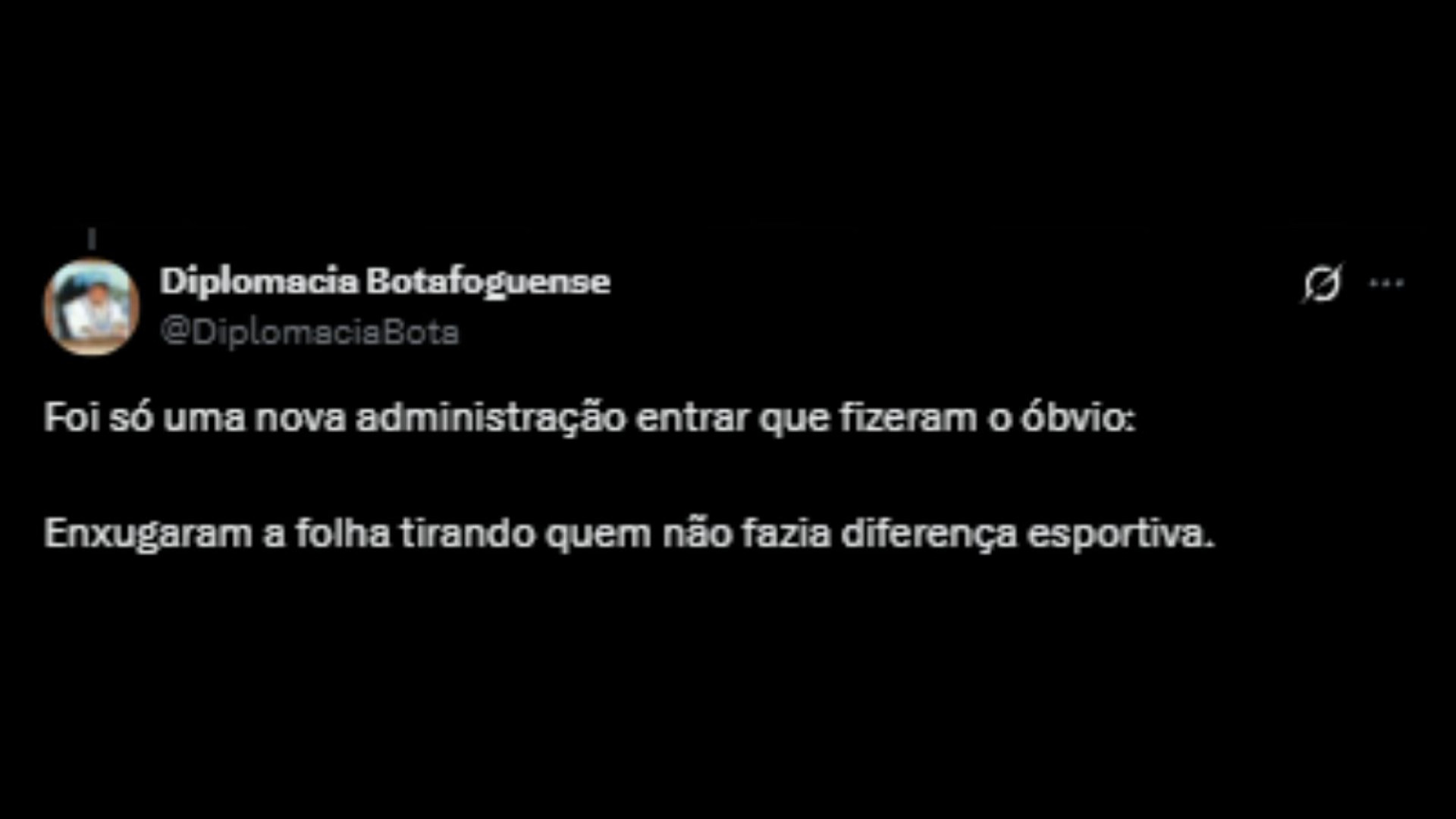 Torcedores botafoguenses agradecendo a nova postura da diretoria em relação às finanças do clube - Reprodução/X @DiplomaciaBota