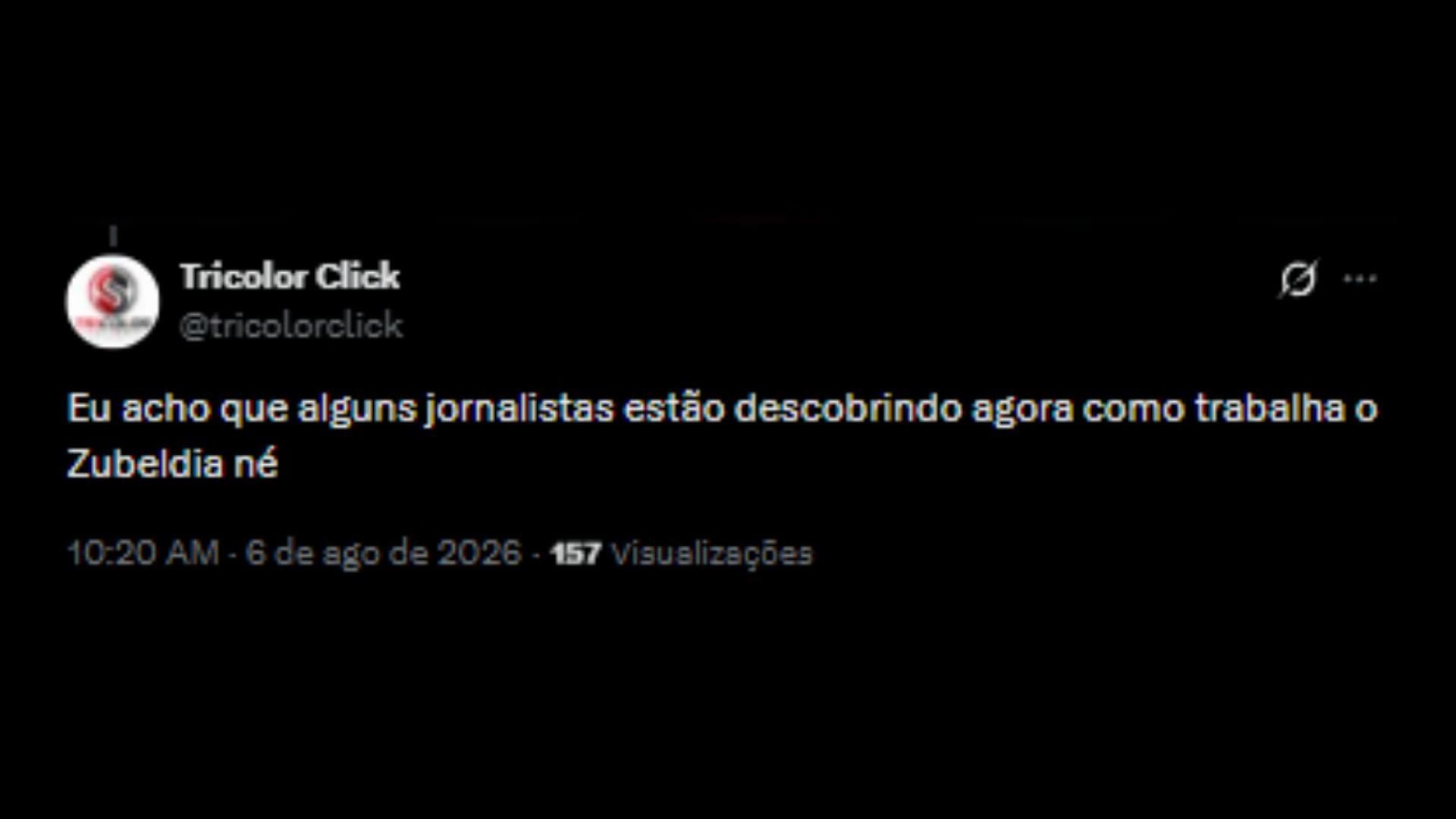 Torcedores nas redes sociais concordando com crítica de Roger Flores sobre Luis Zubeldía não usar a base - Reprodução/X @tricolorclick