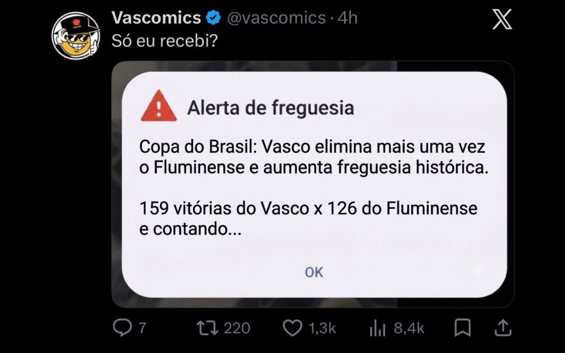 Internautas não perdoaram eliminação do Fluminense para o Vasco, na Copa do Brasil - Reprodução / Internet
