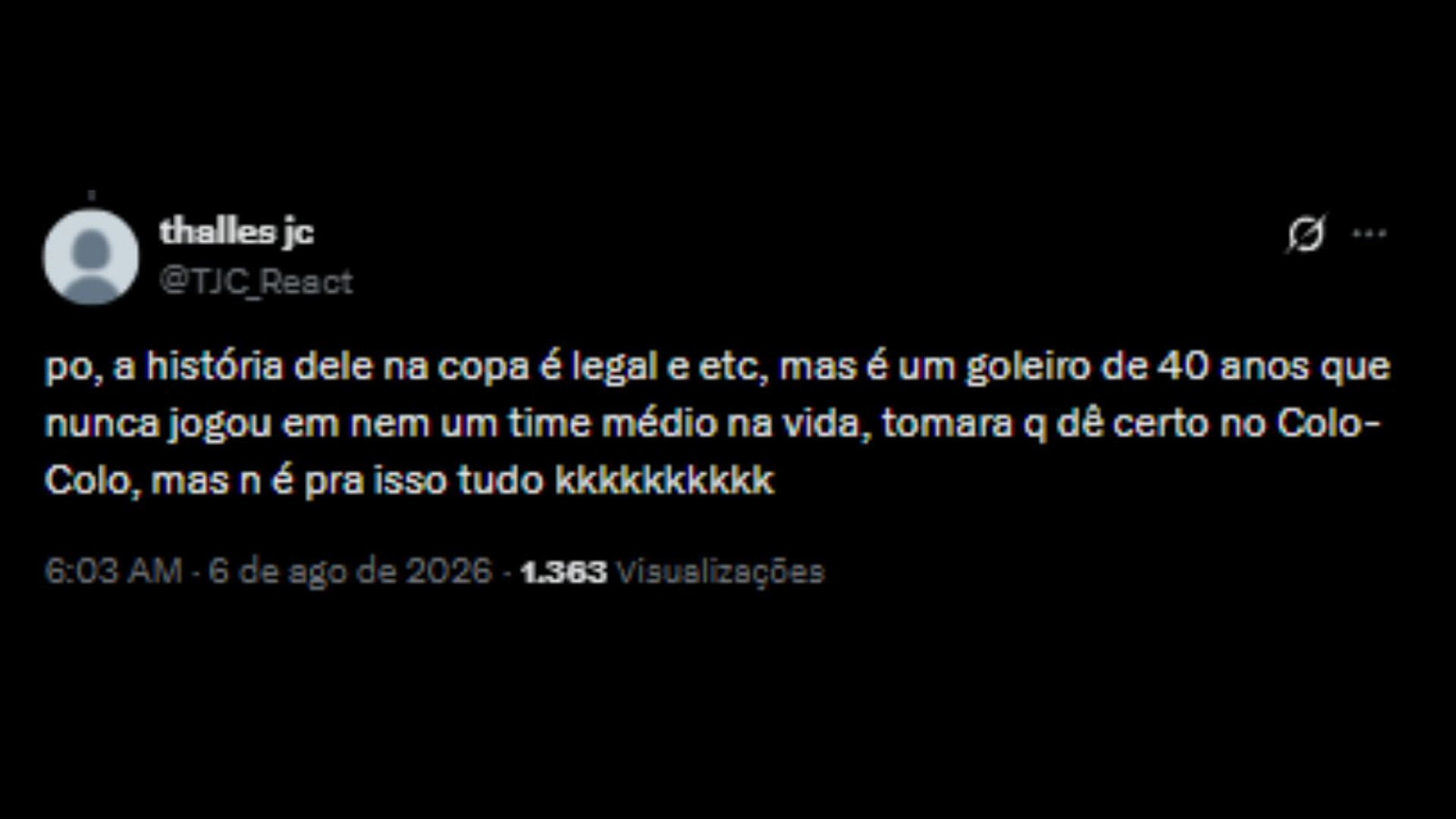 Reações das redes sociais sobre a apresentação do goleiro, Vozinha - Reprodução/X @TJC_react