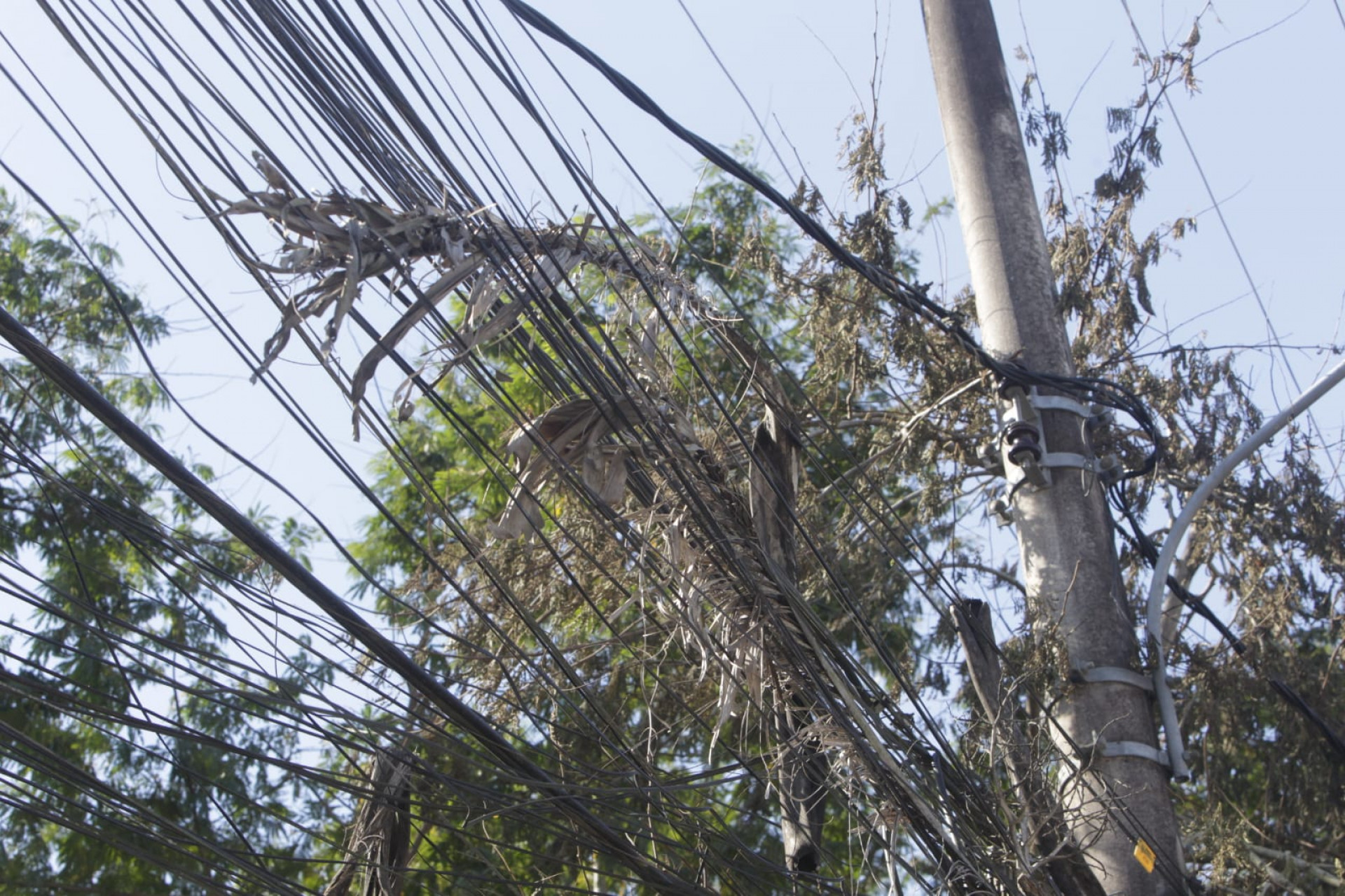 Poste na Rua Jornalista Ary Guanabara, em Itaipu, sofre com constantes desarmes em equipamento - Reginaldo Pimenta / Agência O Dia
