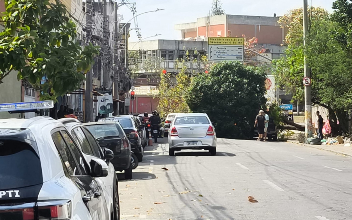 Árvore caída na Rua Luís de Mattos, em Vila Isabel, na Zona Norte do Rio
