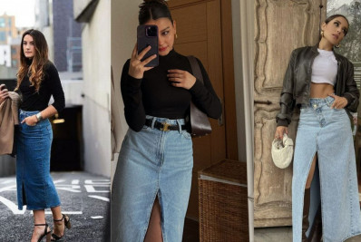 Saia jeans longa: a peça que voltou com tudo