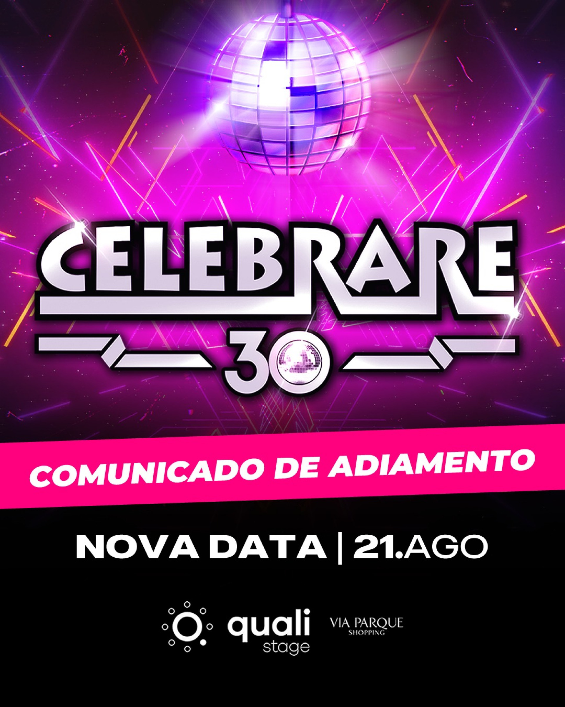Show da Banda Celebrare, que aconteceria no Qualistage, foi adiado - Reprodução/Redes sociais