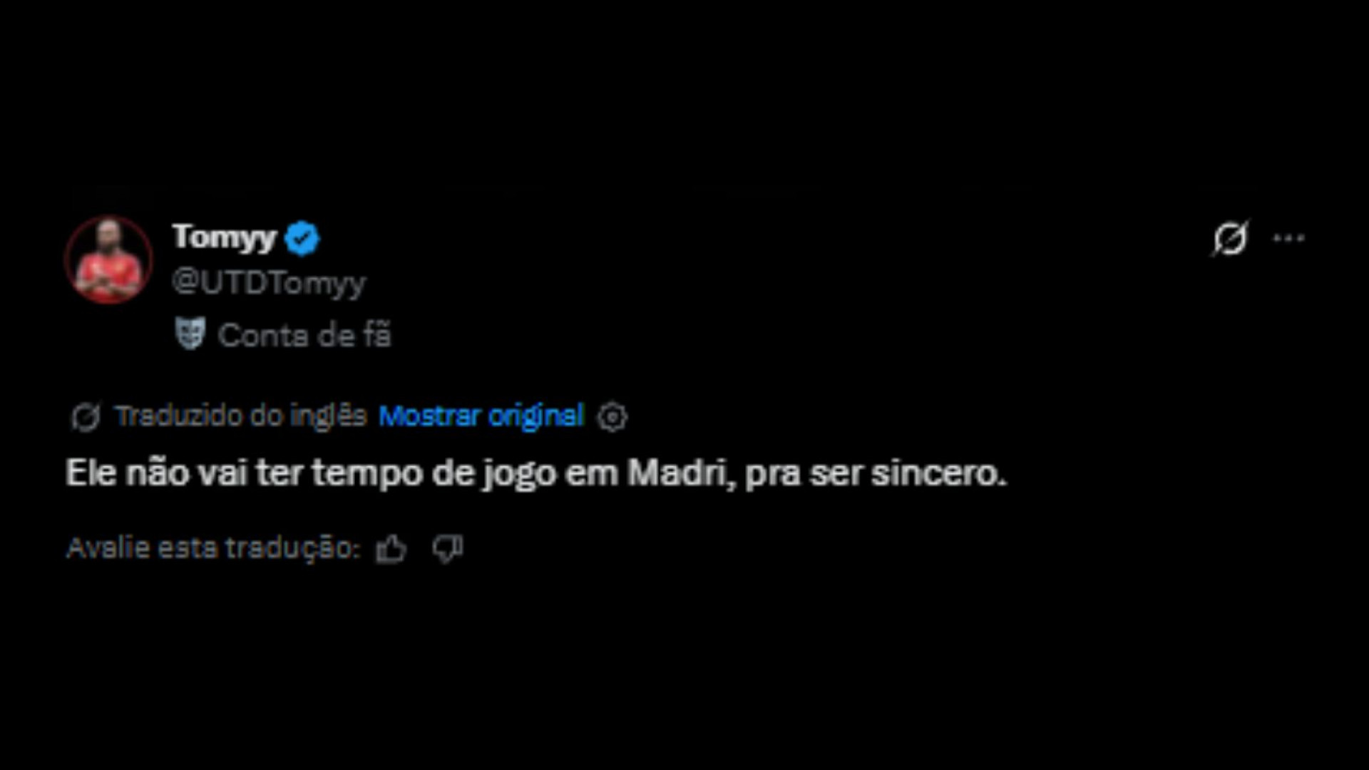 Torcedores repercutem permanência do Endrick no Real Madrid - Reprodução/X @UTDTomyy